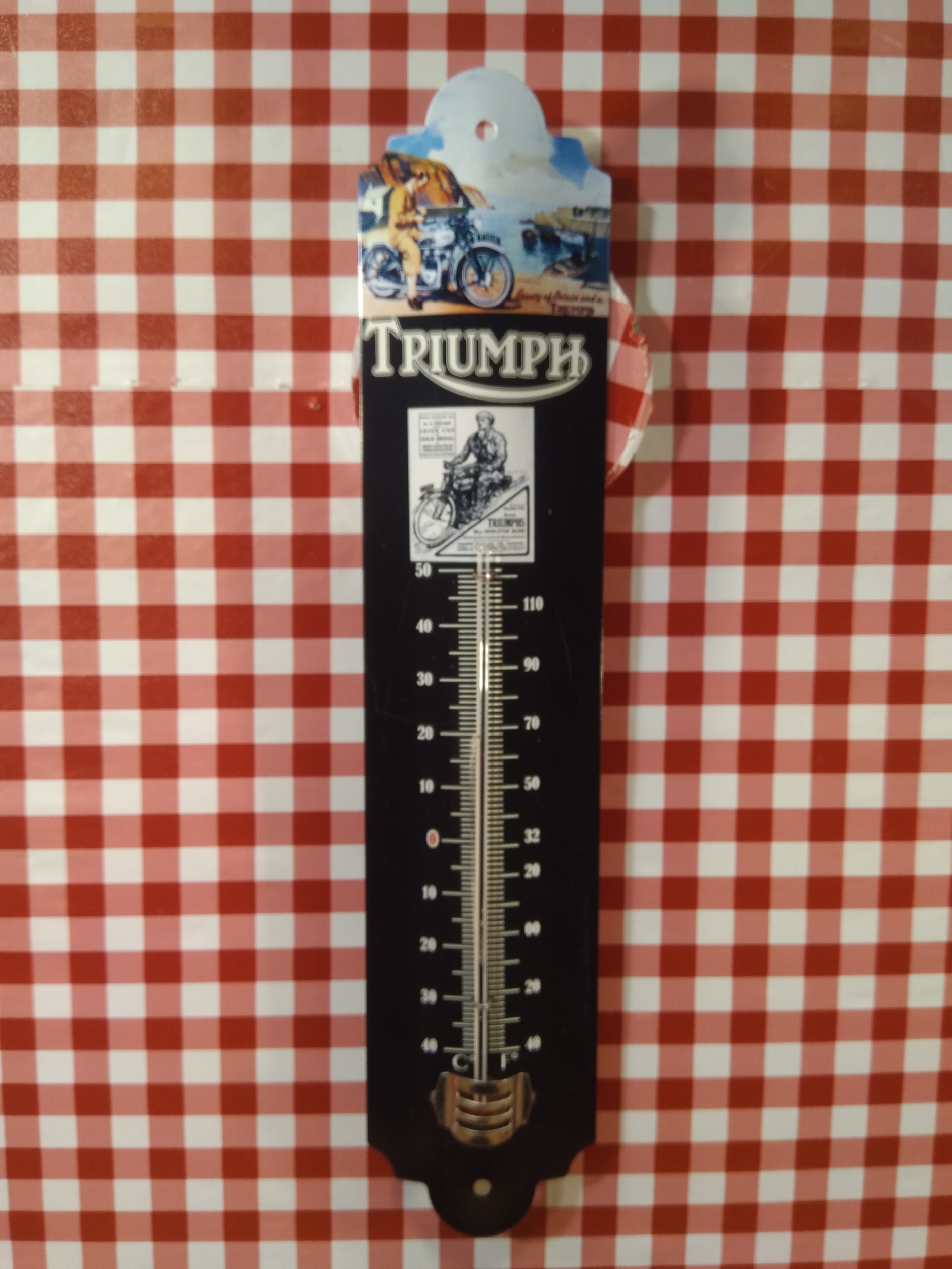 thermomètre métal moto triumph déco garage