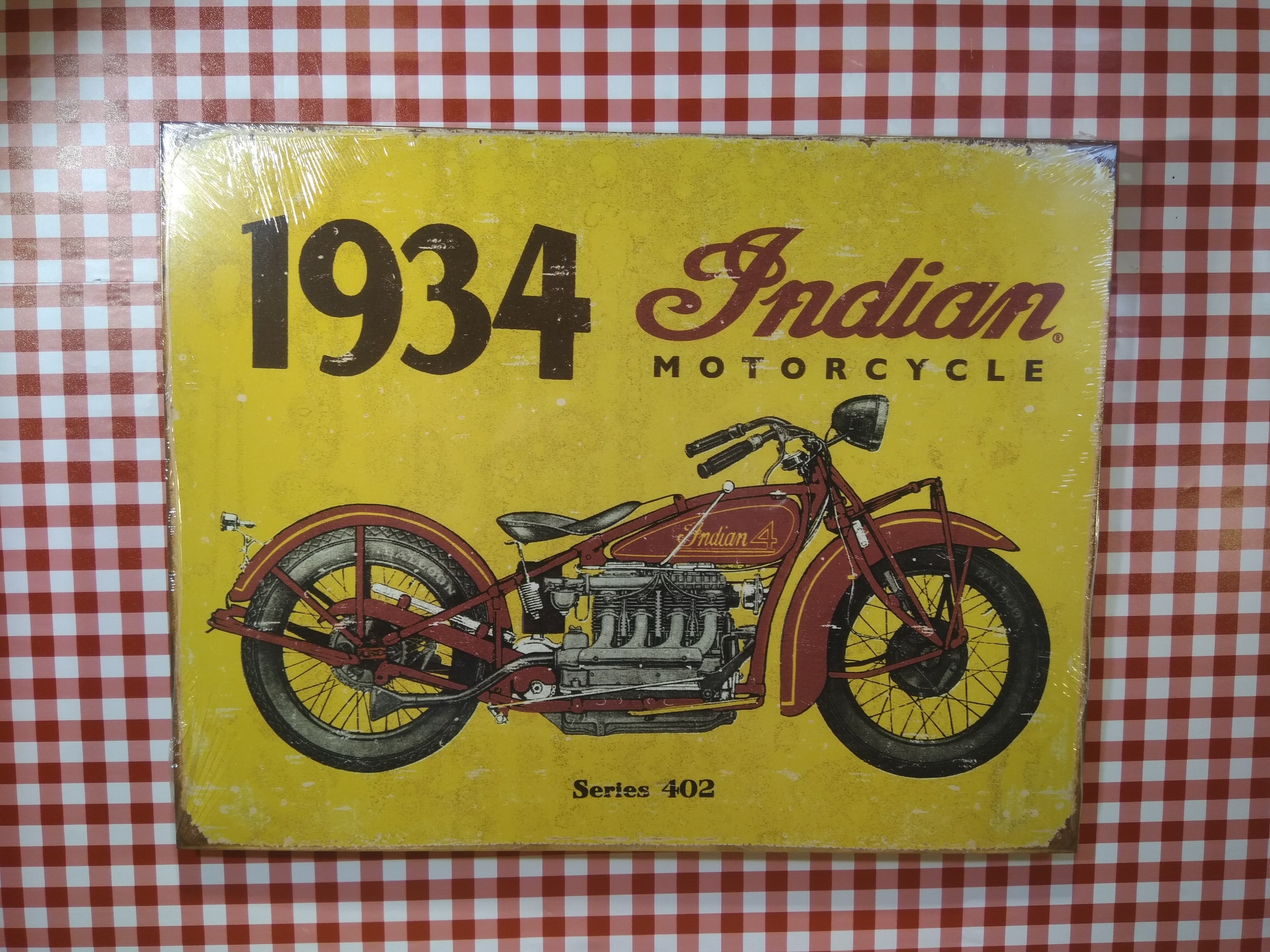 plaque métal déco moto indian 1934 vintage