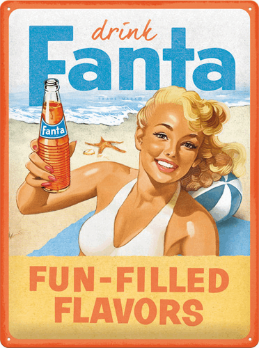 Plaque vintage Fanta Pin-up