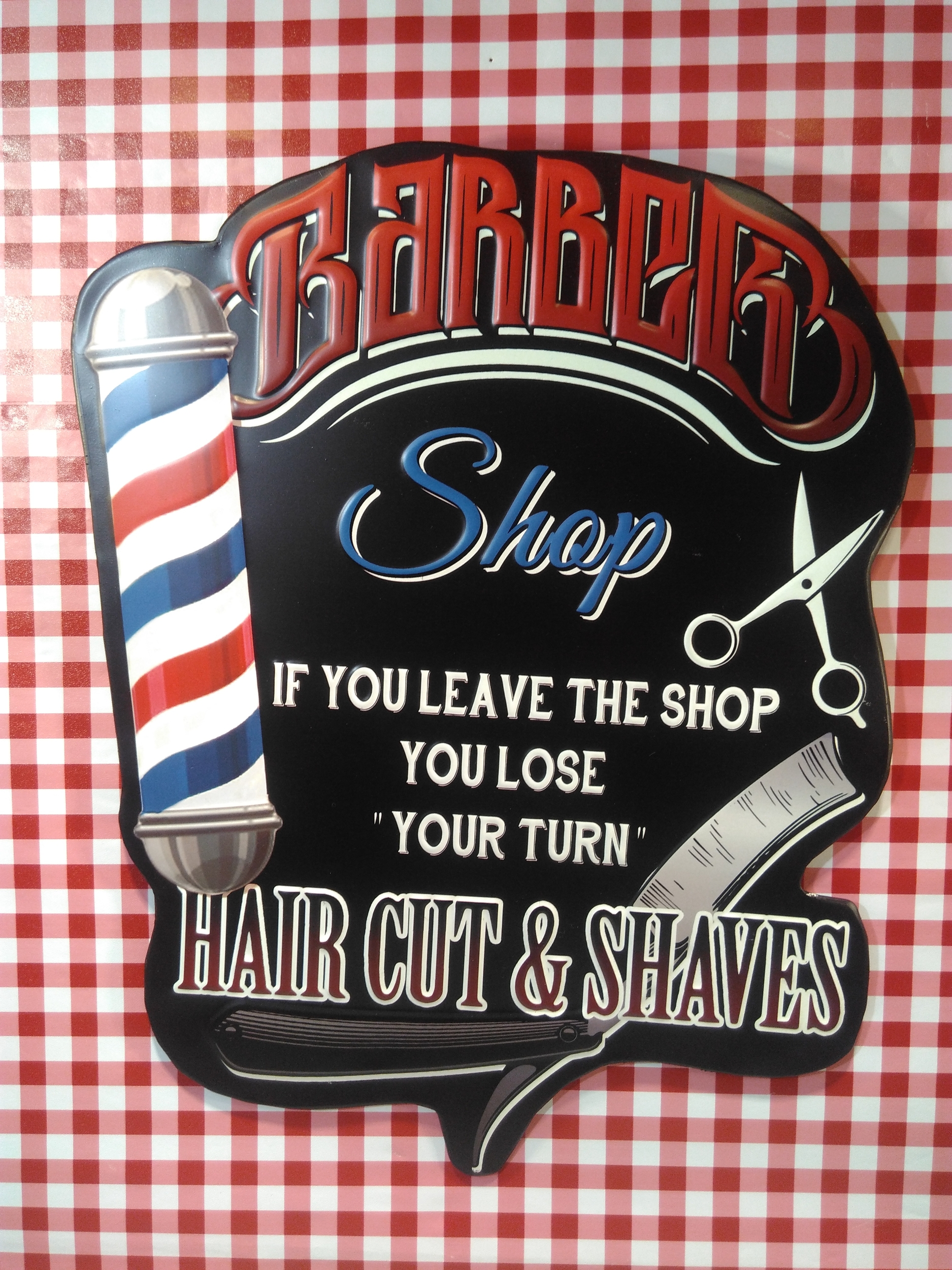 plaque métal barber shop