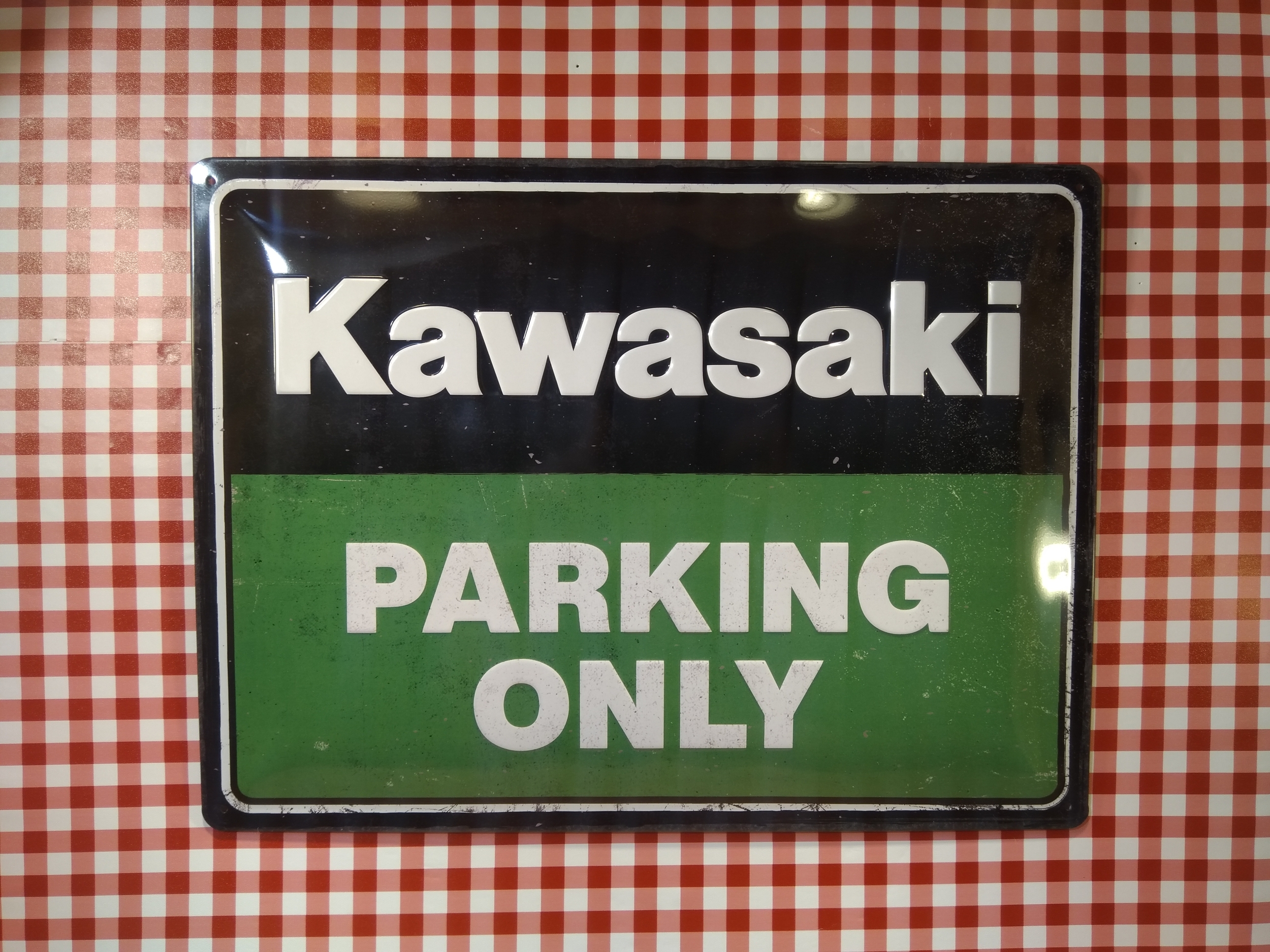 plaque métal déco publicitaire kawasaki parking only