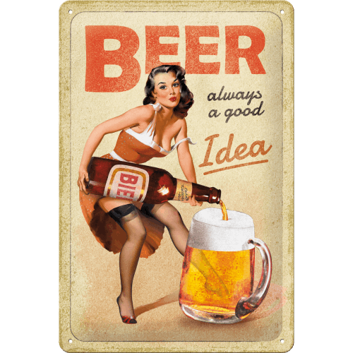 plaque-pin-up-biere-vintage