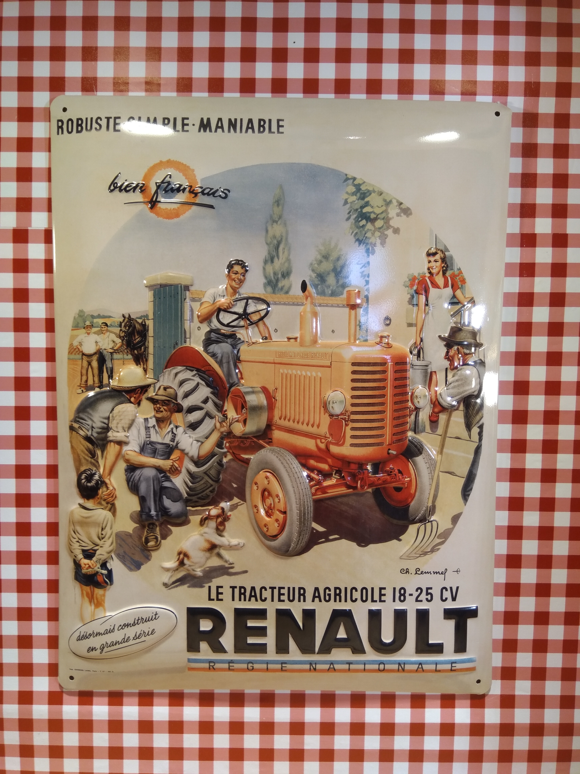 plaque métal déco publicitaire renault tracteur