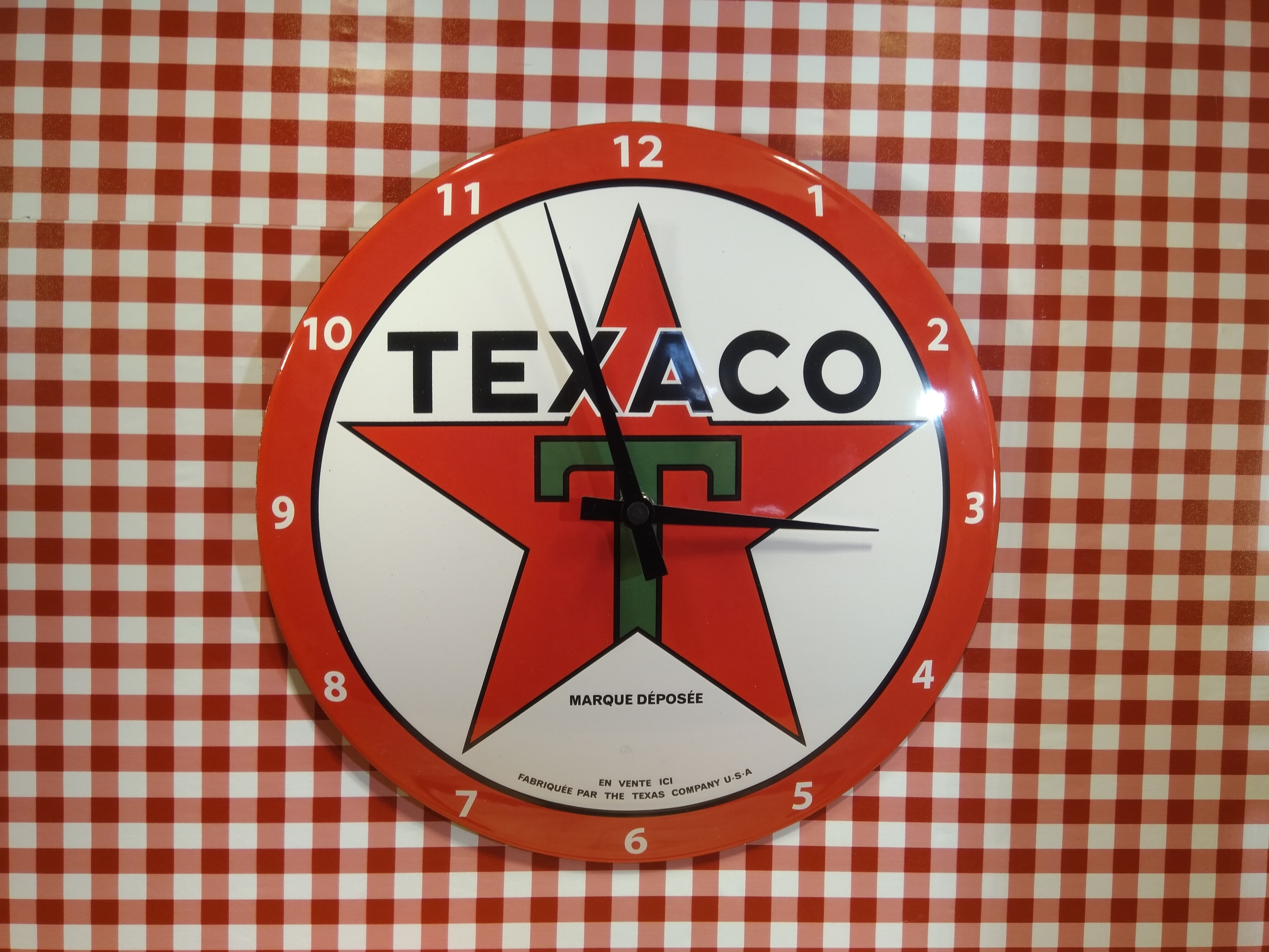 horloge émaillée texaco publicitaire vintage