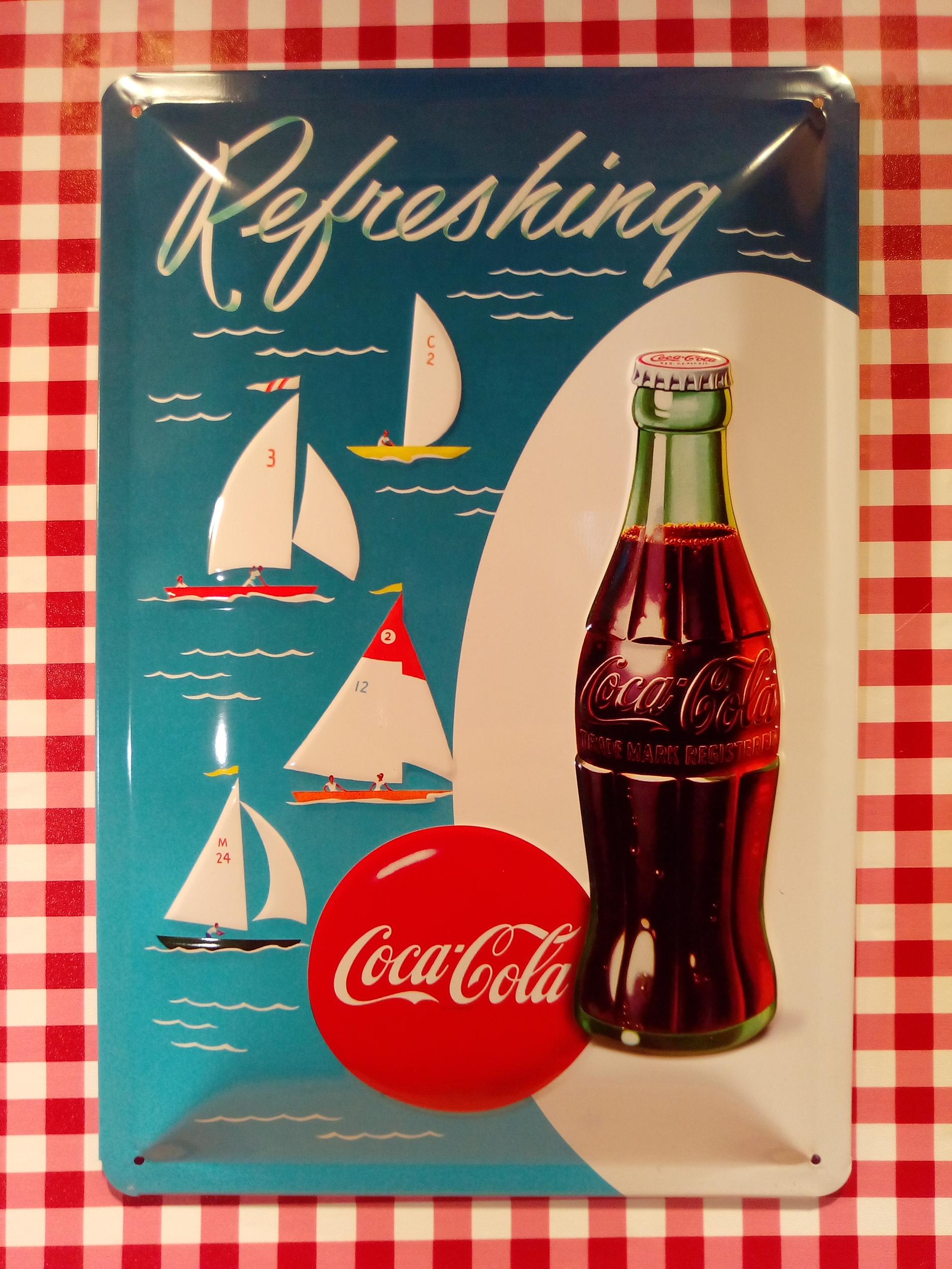plaque vintage coca-cola refreshing