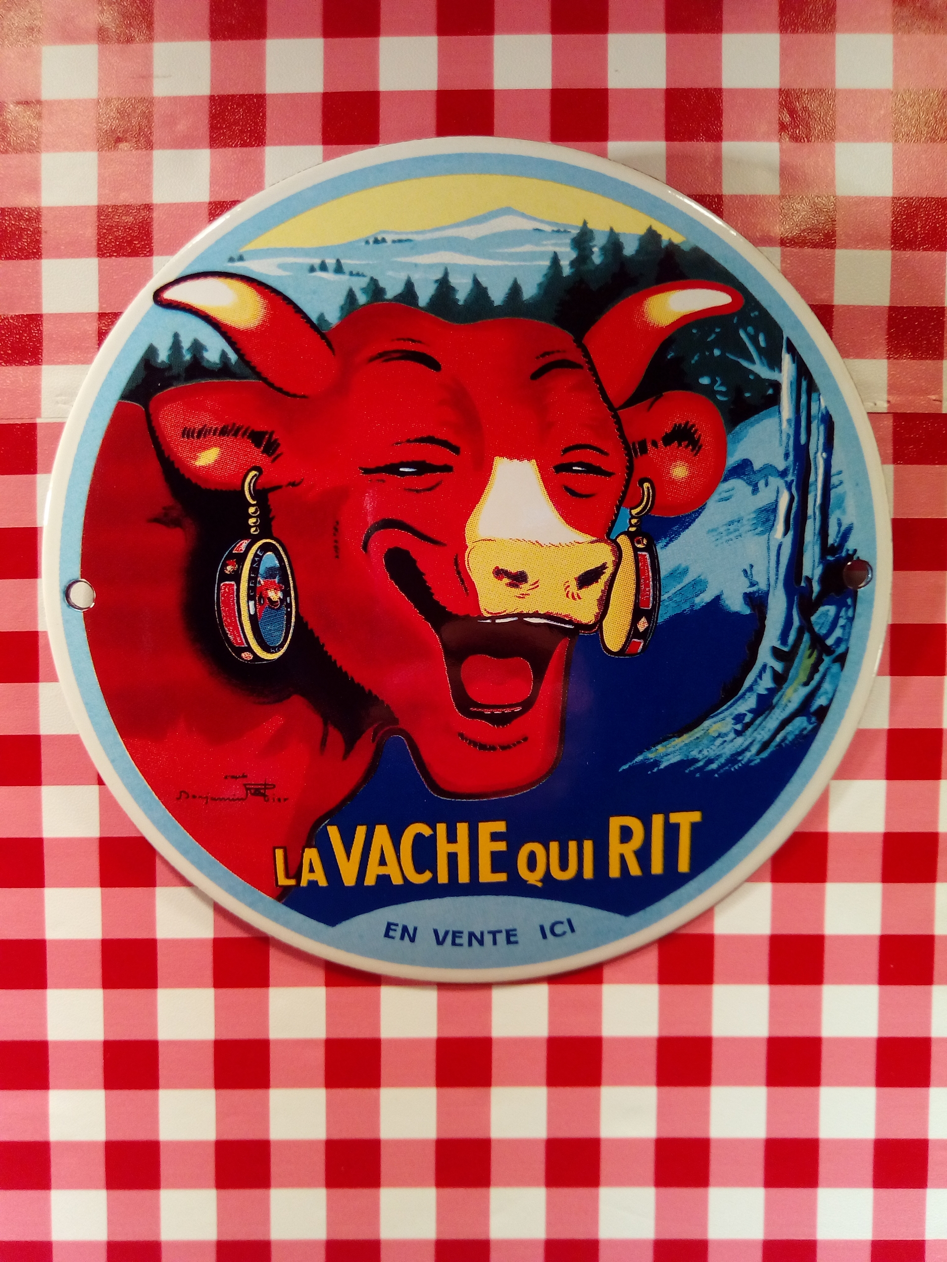 plaque émaillée ronde la vache qui rit