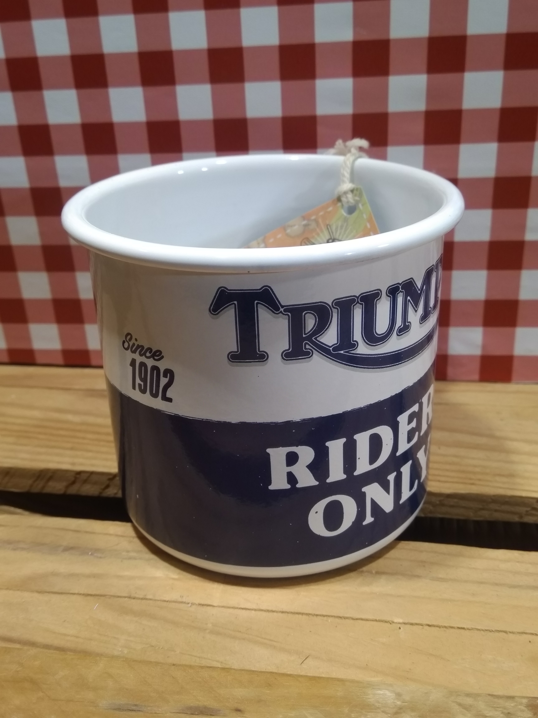 tasse émaillée rétro vintage moto triumph