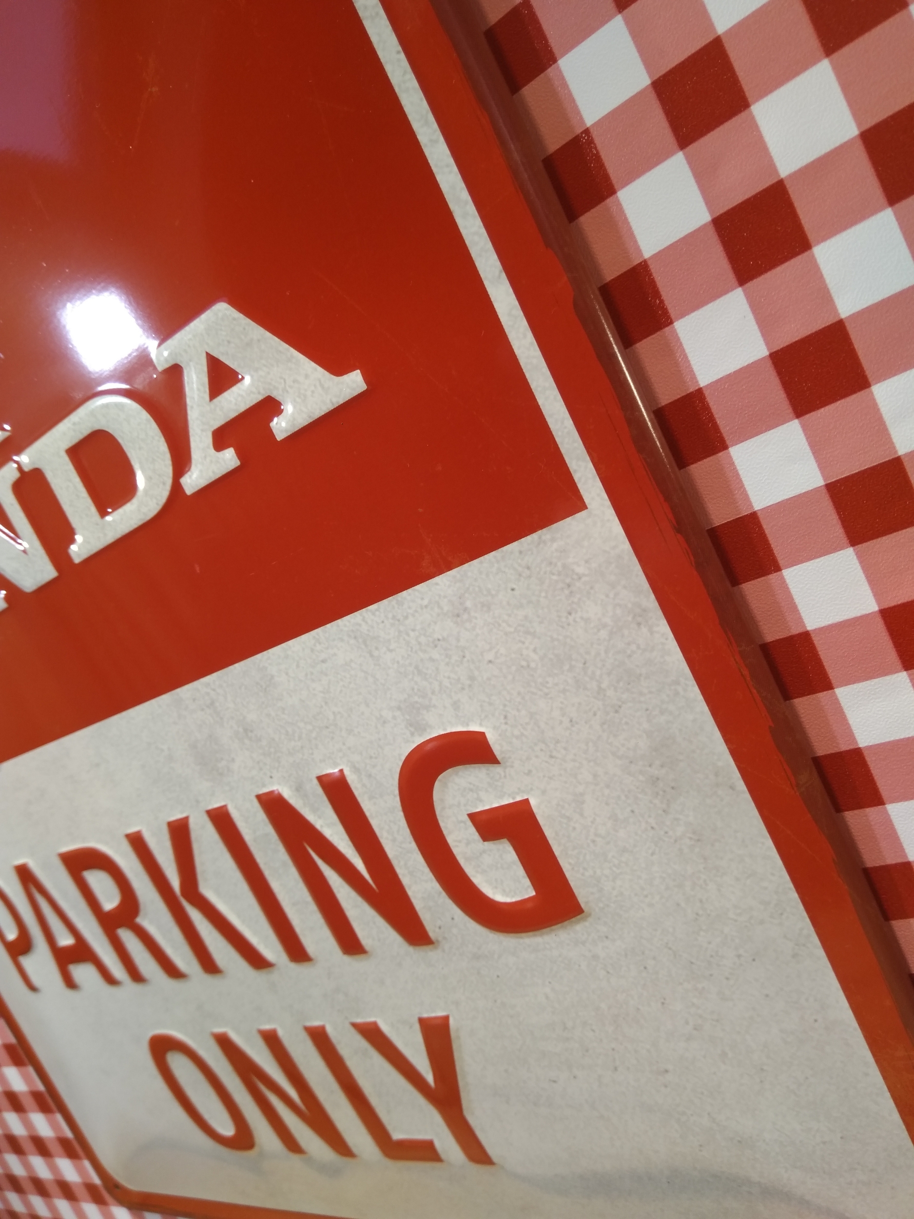 plaque vintage rétro honda parking only