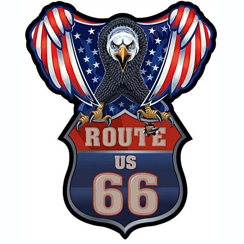 Plaque route 66 eagle flag