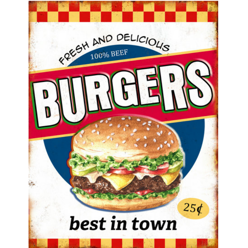 plaque-vintage-fresh-burgers-30x40