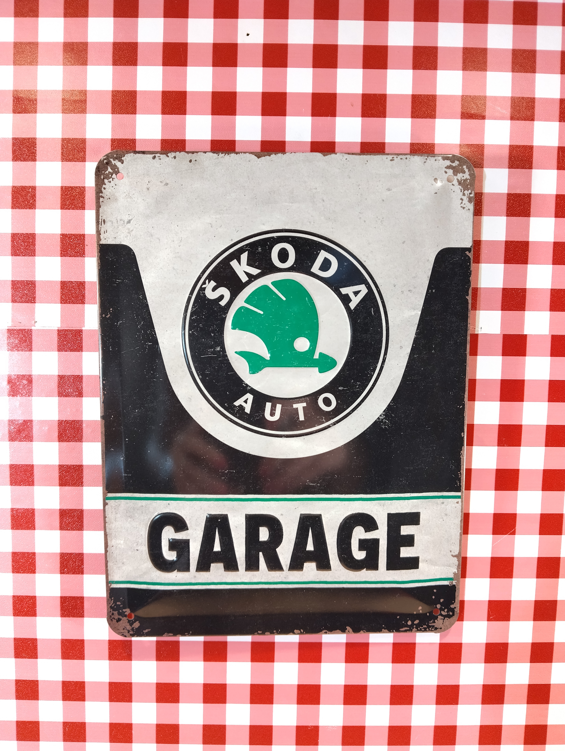 plaque déco publicitaire skoda garage