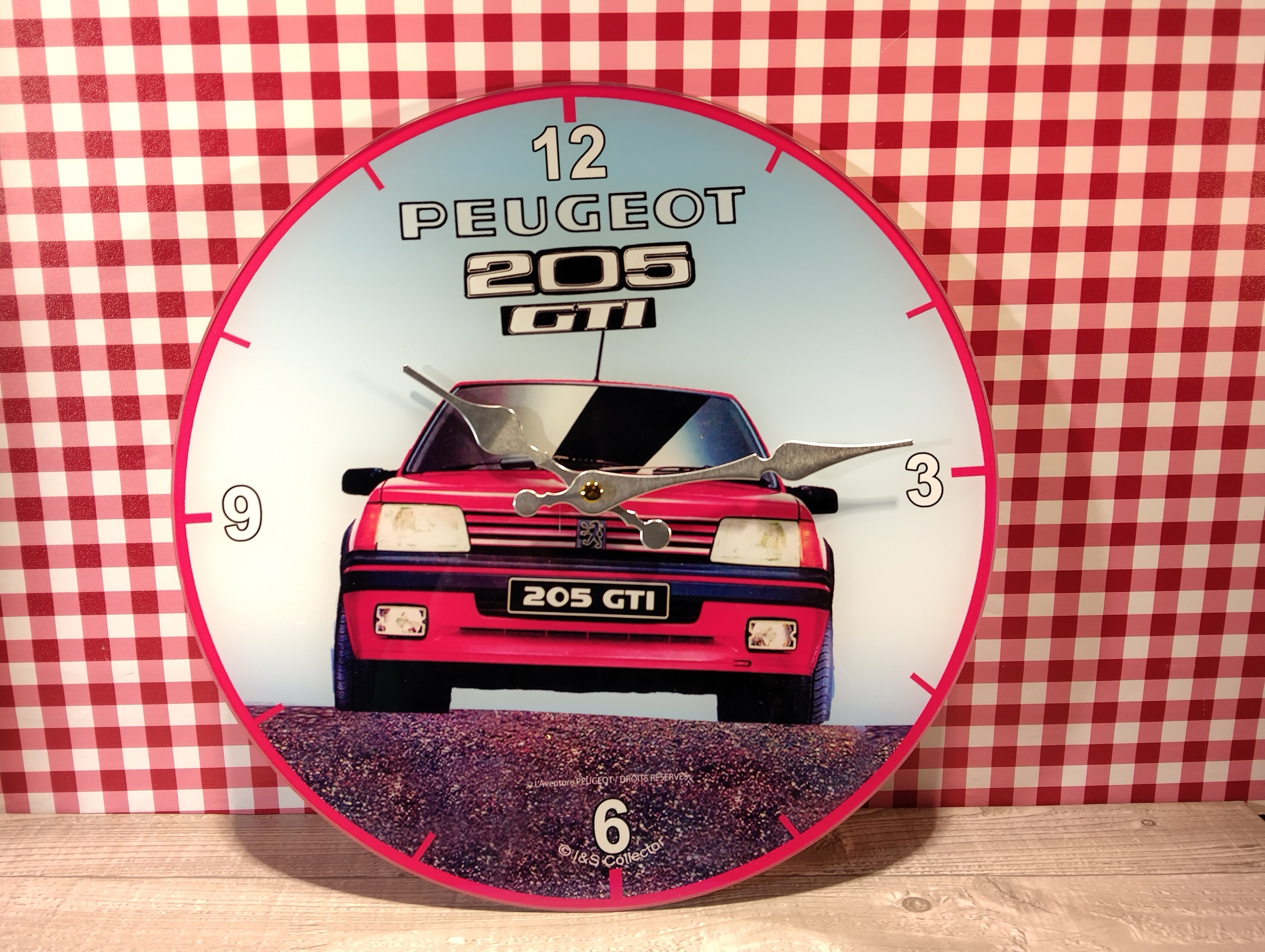 horloge publicitaire peugeot 205 gti