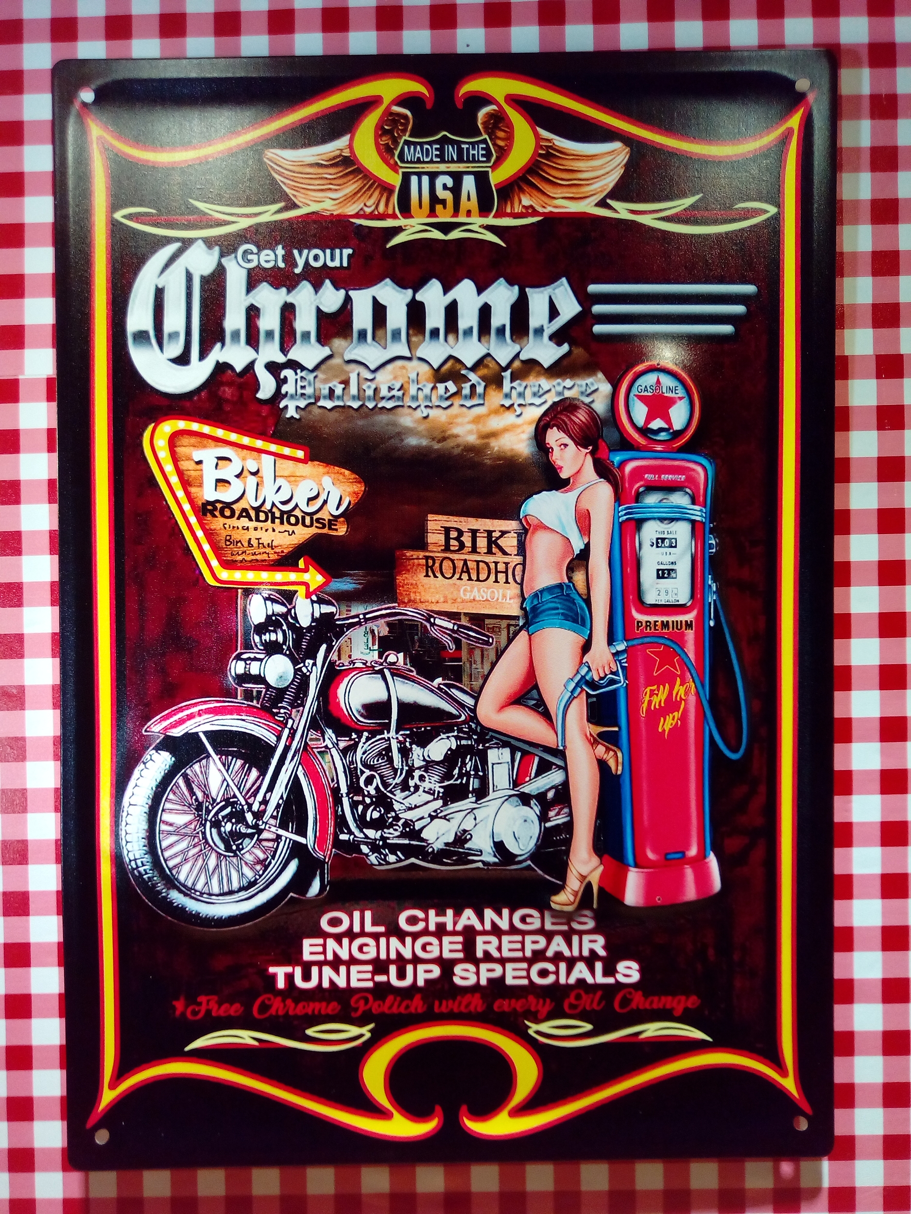 Plaque get your chrome polished pin-up