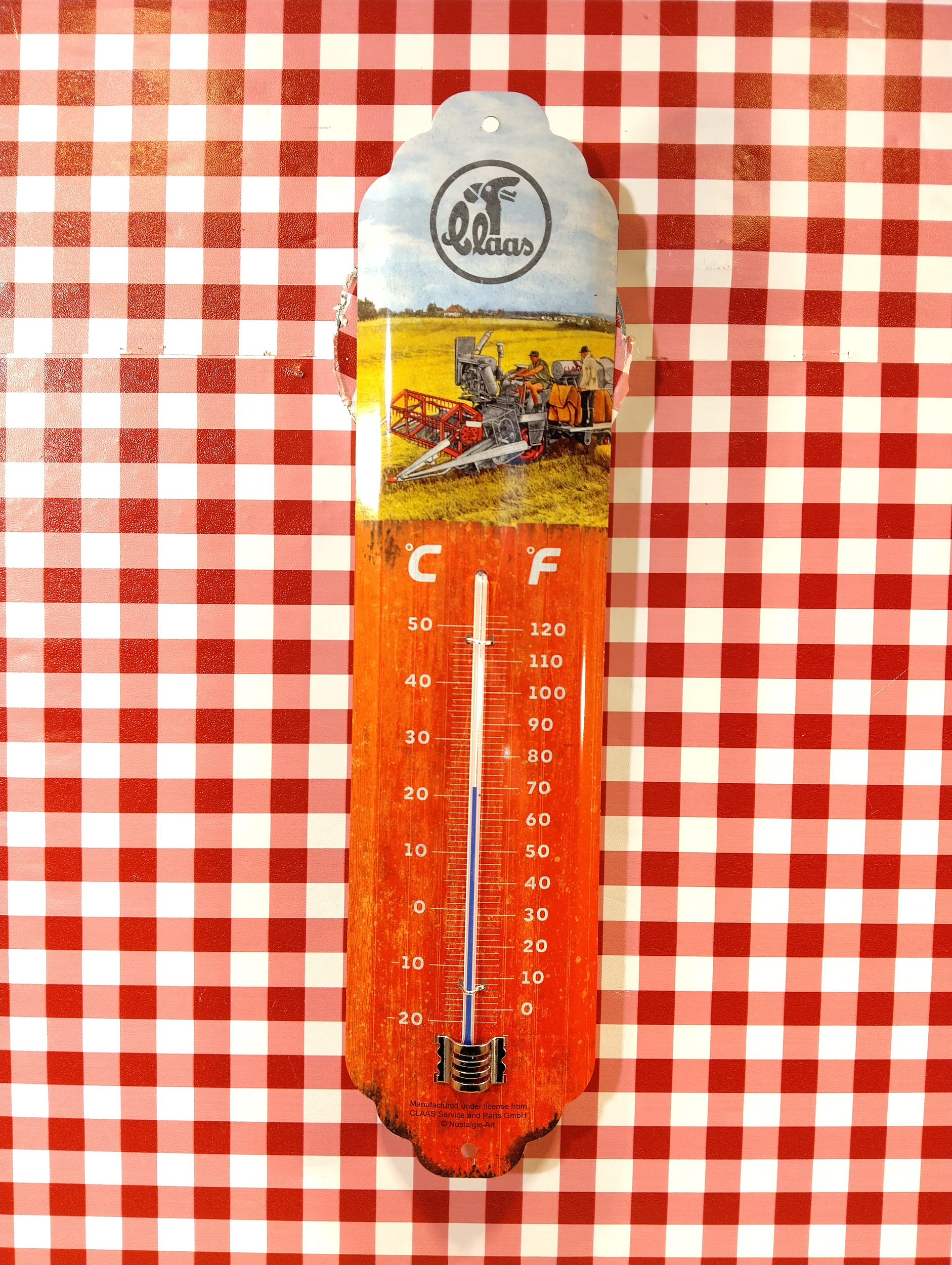 thermomètre métal déco tracteur claas