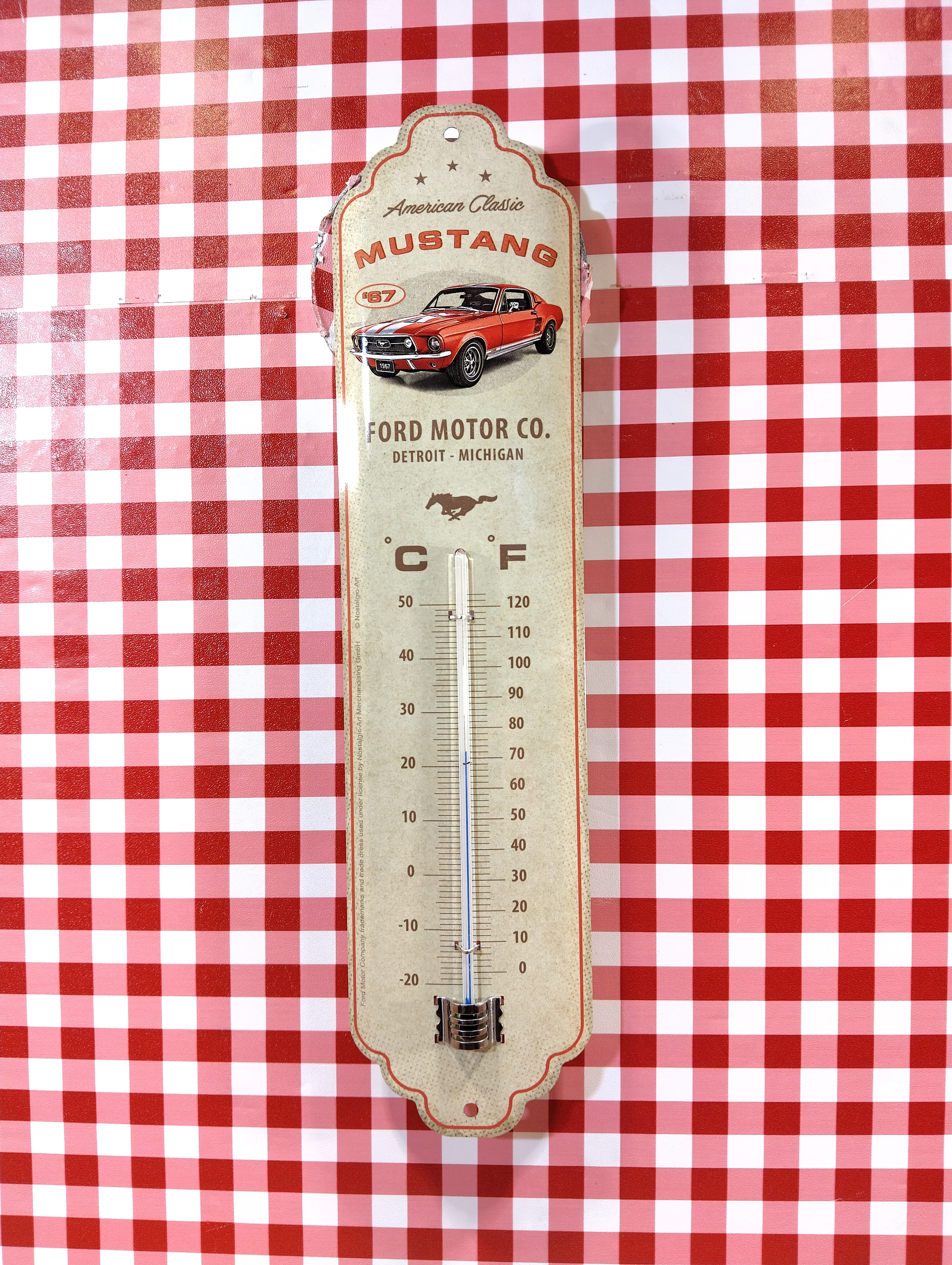 thermomètre métal déco ford mustang