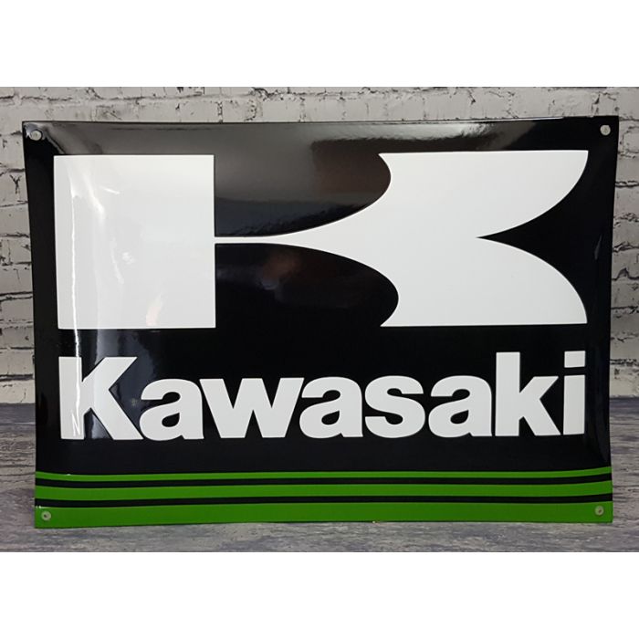 plaque émaillée logo kawasaki motos