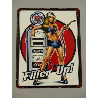 plaque-metal-pin-up-filler-up-vintage