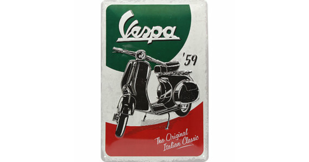 Lot de 2 PLAQUES METAL VESPA scooter rouge GM 35x23cm et PM 17,5x11,5cm
