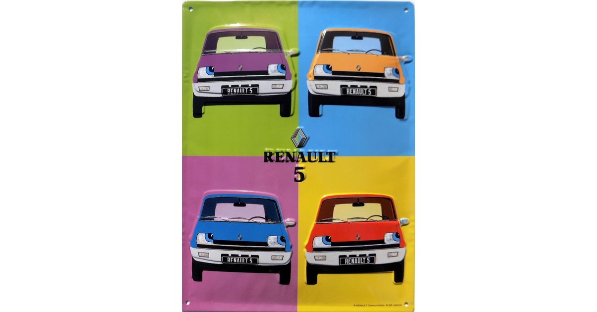 Plaque métal 4cv Renault 30 x 40 cm