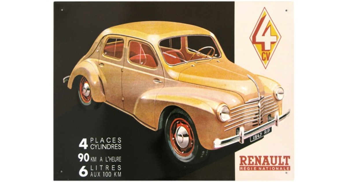 Plaque émaillée Renault 4cv - Articles émaillés/Plaques émaillées - Donut and pin-up