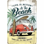 plaque métal combi vw transporter beach plage vintage