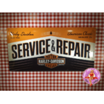 plaque métal publicitaire harley davidson donut pin up
