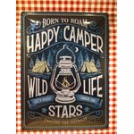 plaque métal déco happy camper