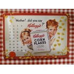 plaque métal calendrier perpétuel publicitaire kelloggs corn flakes
