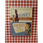 plaque métal déco chiens rétro vintage