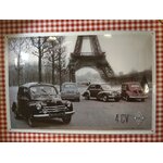 plaque métal publicitaire renault 4L tour eiffel vintage