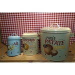 lot de 3 pots émaillés oignons ail patate rétro vintage