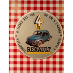 plaque émaillée ronde renault 4cv