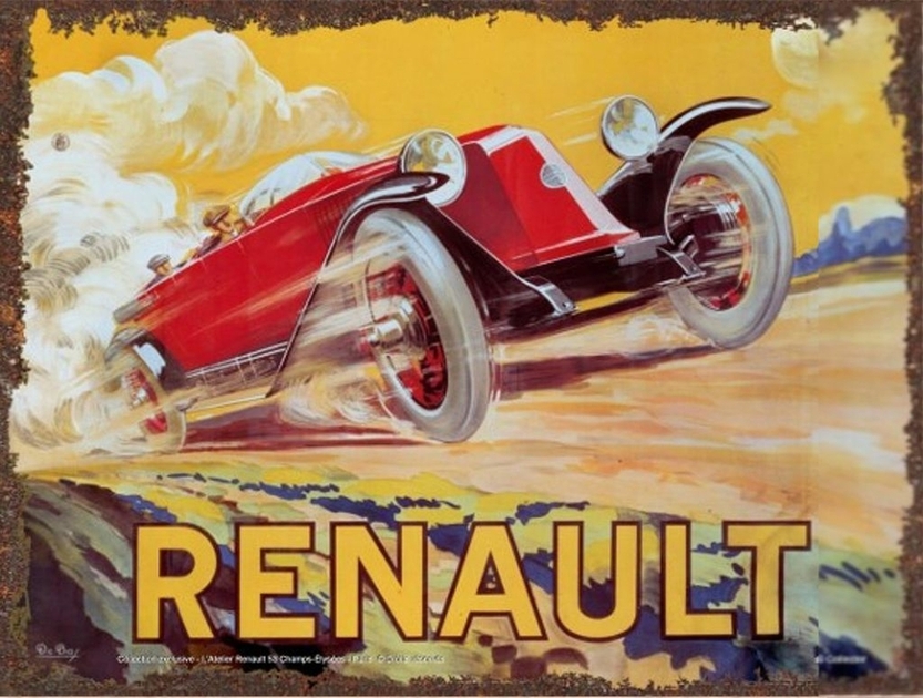 PLAQUE MÉTAL VINTAGE Renault 4 CV - 15x20 EUR 6,00 - PicClick FR