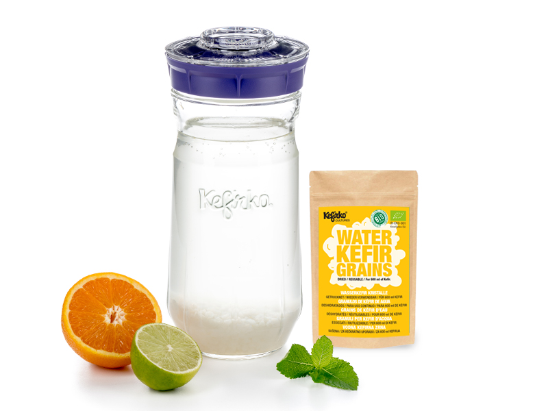 KIT DE DEMARRAGE KEFIR D'EAU : bocal 1.4L et 1 sachet souche kéfir d'eau Bio - VIOLET KEFIRKO