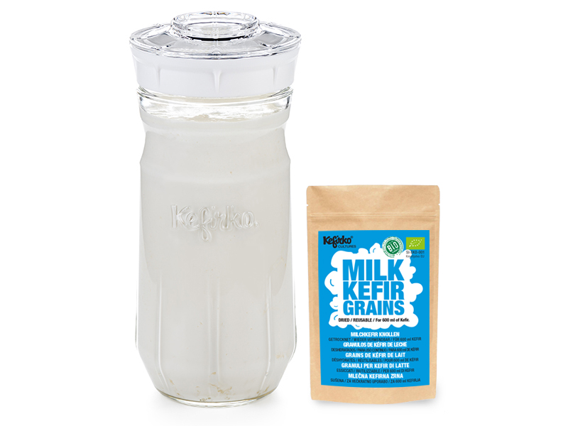 KIT DE DEMARRAGE KEFIR DE LAIT bocal 1.4L + 1 sachet souche kéfir lait Bio Couleur BLANC KIT DE DEMARRAGE KEFIR DE LAIT bocal 1.4L + 1 sachet souche kéfir lait Bio Couleur BLANC