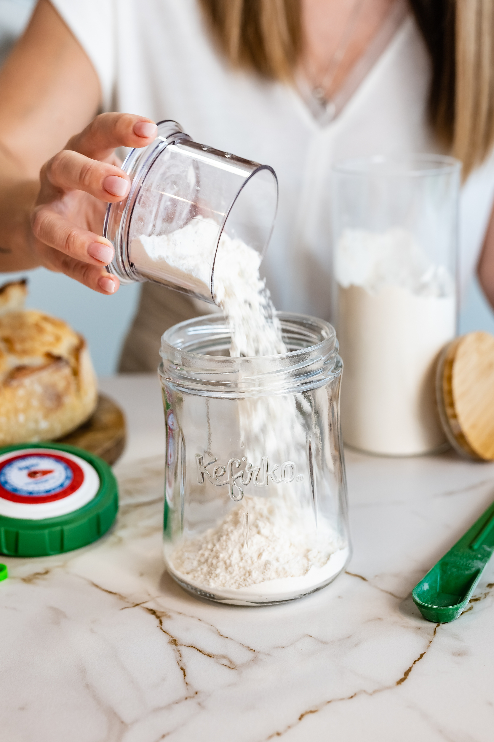 Sourdough Fermenter - Adding Flour - Vertical