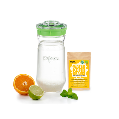 KIT DE DEMARRAGE KEFIR D'EAU : bocal 1.4L + 1 sachet souche kéfir d'eau Bio - couleur VERT