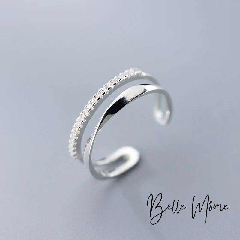 Belle Môme - bague ajustable torsadée en argent sterling et cristal 2 