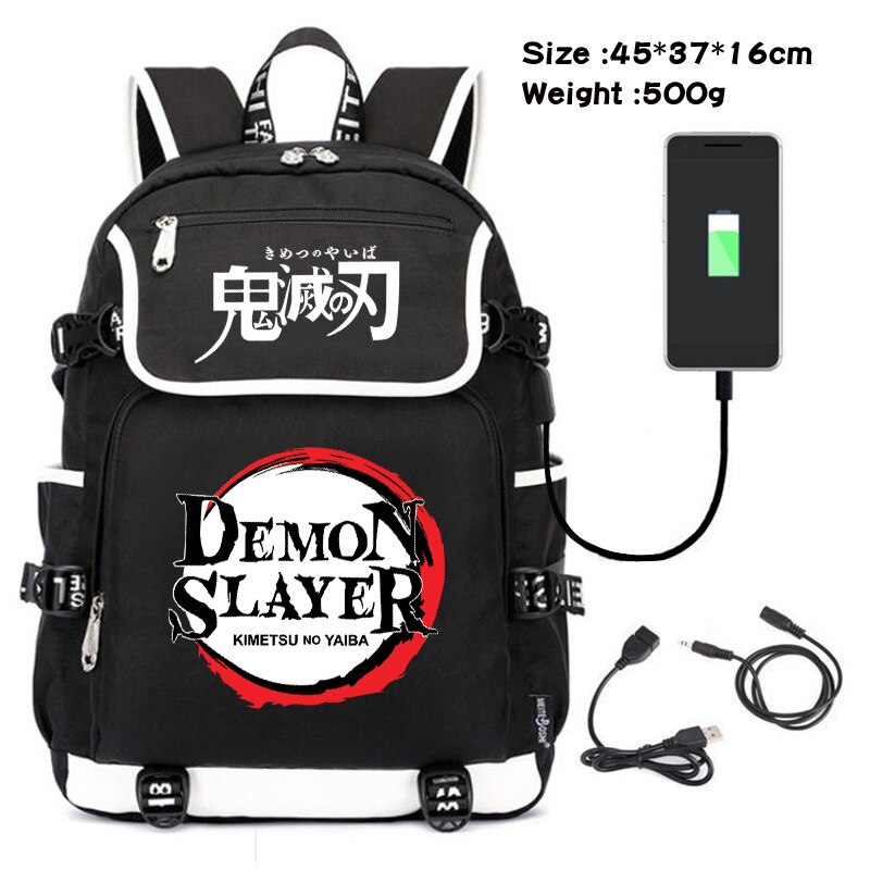 Sac-dos-Demon-Slayer-Tanjirou-Nezuko-pour-tudiants-sac-d-cole-chargeur-USB-sac-d-ordinateur