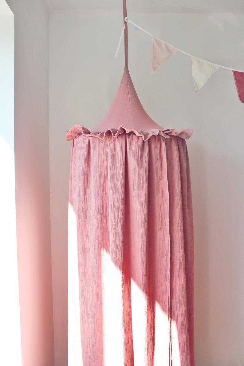 Ciel de Lit Bébé | Mousseline Coton Rose | Super Douceur