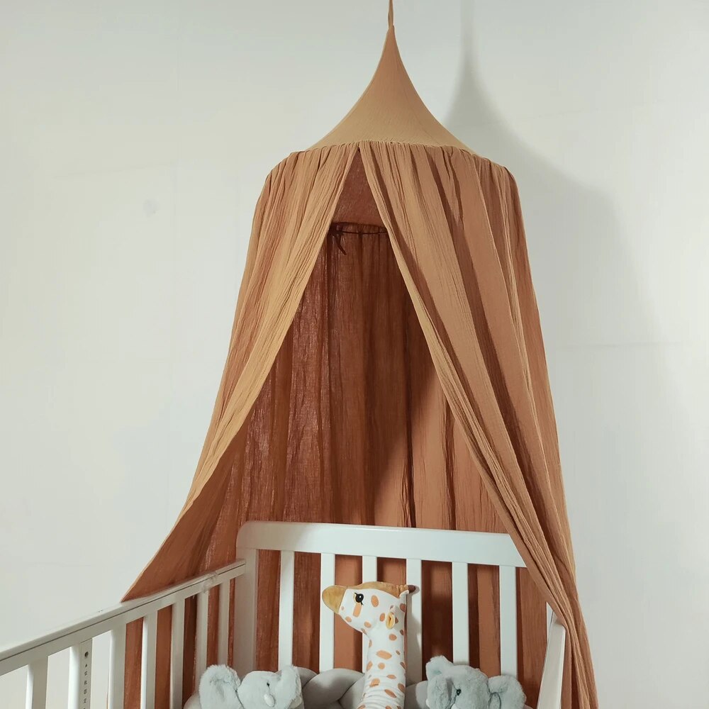 Ciel de Lit Bébé | Mousseline Coton Terracotta Sable | Super Douceur