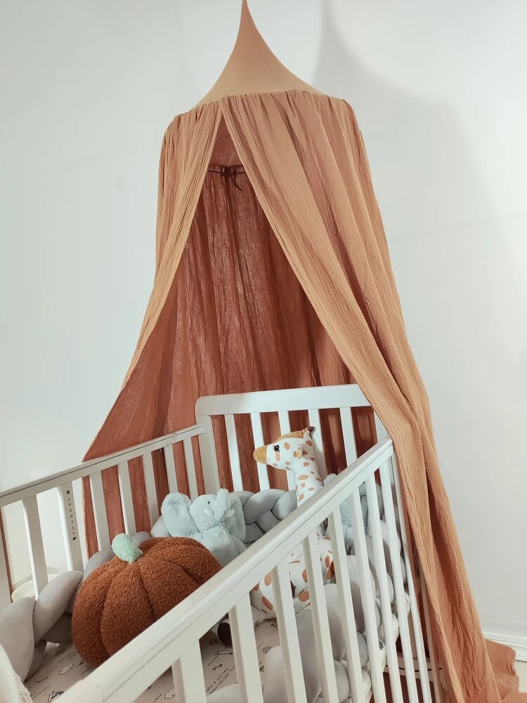 Ciel de Lit Bébé | Mousseline Coton Terracotta Sable | Super Douceur