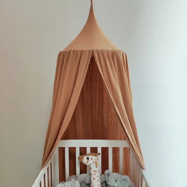 Ciel de Lit Bébé | Mousseline Coton Terracotta Sable | Super Douceur