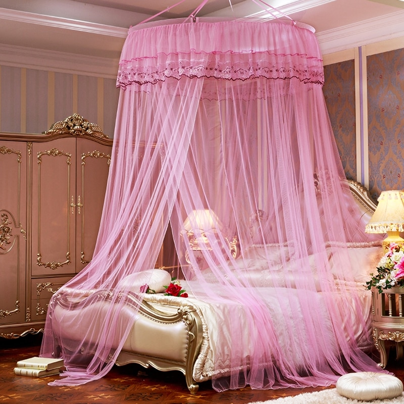 Ciel de lit adultes rose luxueux