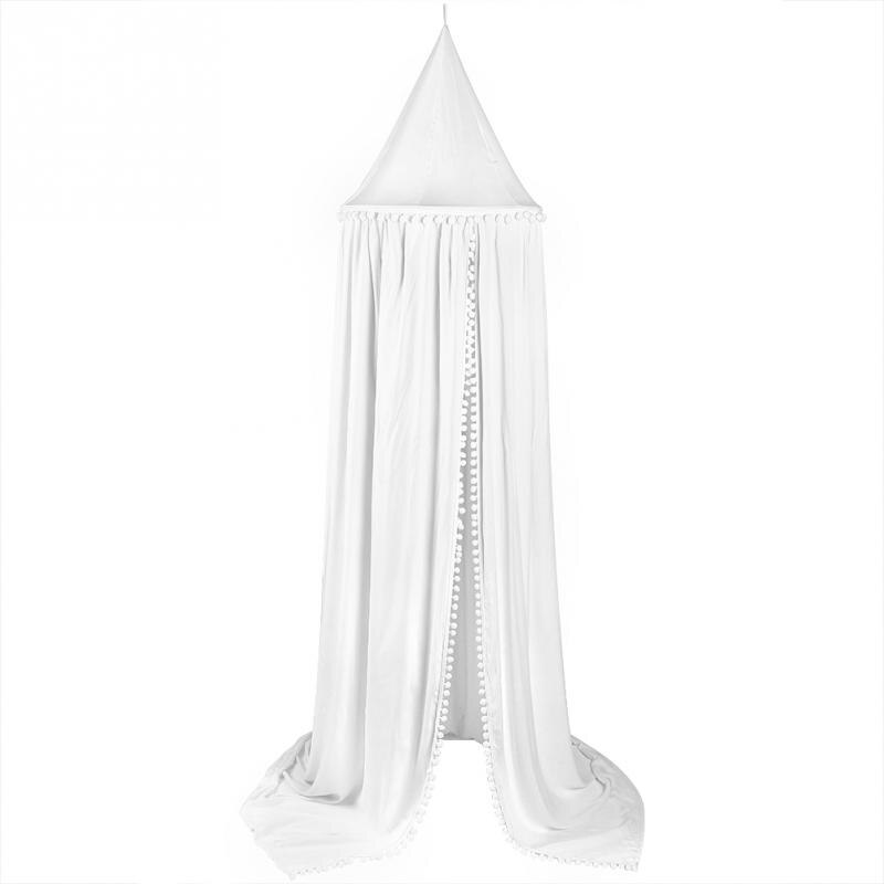 Ciel de Lit Bébé | Blanc avec pompons fond blanc
