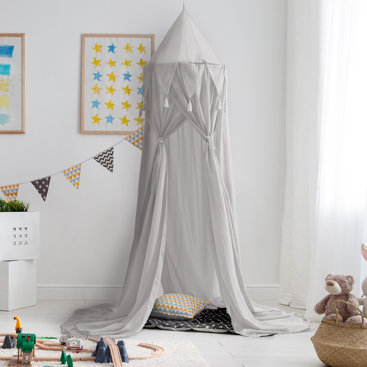 Ciel De Lit Enfant Odot - Tente Princesse, Moustiquaire, Décoration Chambre, Noir, 65cm
