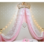Ciel de Lit Princesse avec Couronne | Voile Rose