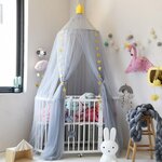 Ciel de Lit Bébé | Gris avec Couronne