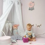 Ciel de Lit Bébé | Blanc avec pompons