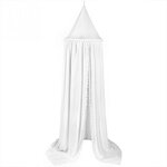 Ciel de Lit Bébé | Blanc avec pompons fond blanc